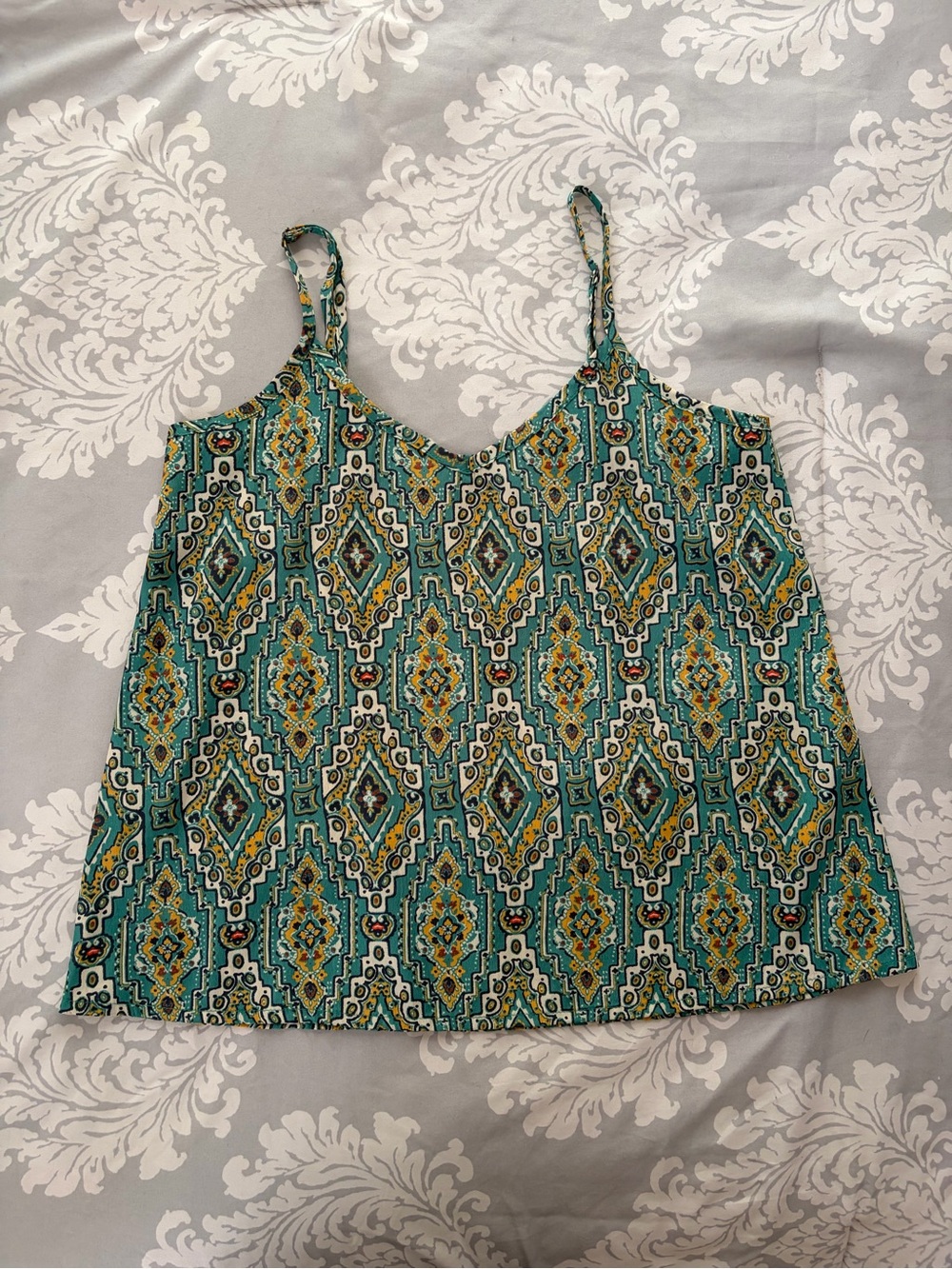 Hollister Turquoise Geometric Print Spaghetti Strap Tank